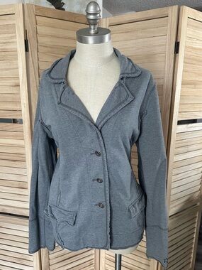Women's Dark Gray Casual Button-Front Blazer Jacket
